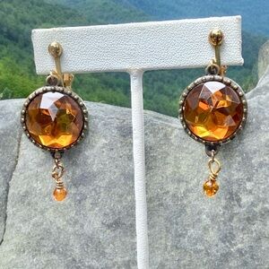 🌺Vintage Topaz Glass Earrings